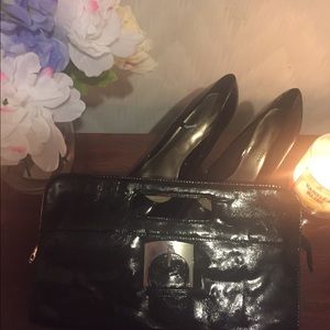CATO black faux leather clutch